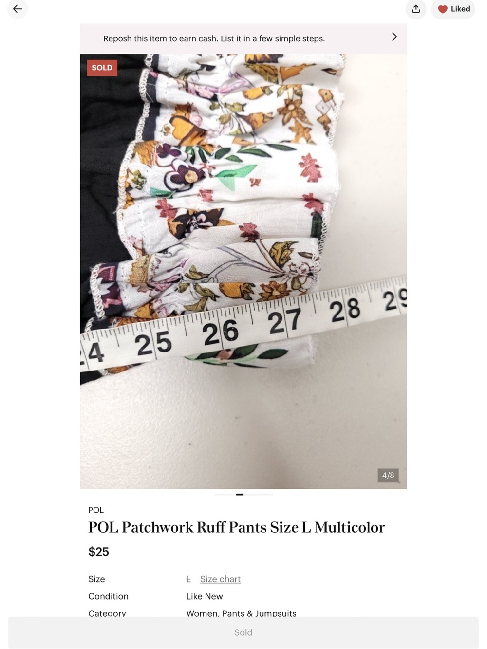 POL Patchwork Ruff Pants Size L Multicolor - Picture 8 of 9